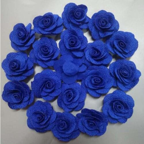 200Pieces/Bag Royal Blue Rose Handmade 3.5cm Fabric Rose Cotton Cloth Flowers Hand DIY Wedding Bouquet Flower Hair Accessories