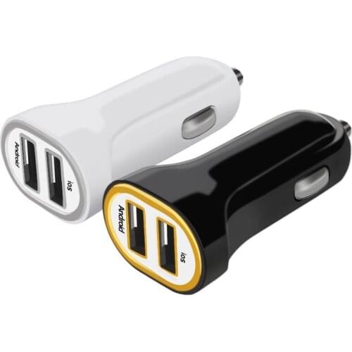 2018 NEW style good qty 5V 2.1A 2 Port Mini Dual USB Bullet Car Charger Adapter For IPhone Samsung Universal Use car styling 100