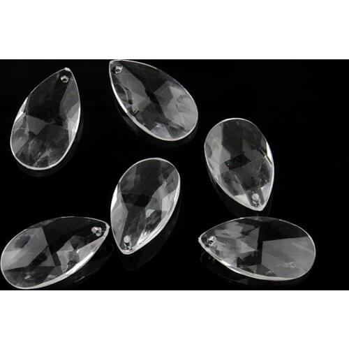 38mm 100pcs Acrylic Crystal Plastic Wedding Parts Teardrop Pendants Faceted Prism Trimming Parts For Bar Lighting Decor