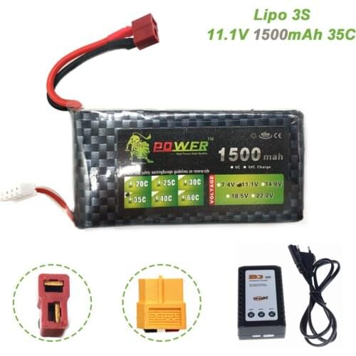 Lipo 3S 11.1V 1500mAh Battery With B3 Charger 35C MAX RC Battery For Racing Drone FPV Quadcopter RC Car Boat Helicopter