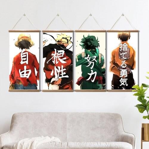 Anime attack on titan my hero academia Luffy Canvas poster Scroll Paintings Wall Art Pictures for Living Room Decor with Frame