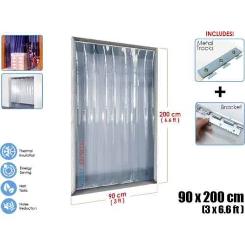 Arrowzoom 3 x 6.6 ft (90 cm x 200 cm) PVC Strip Plastic Curtain Warehouse Freezer Door Thermal Insulation 1 mm Thick KK1173