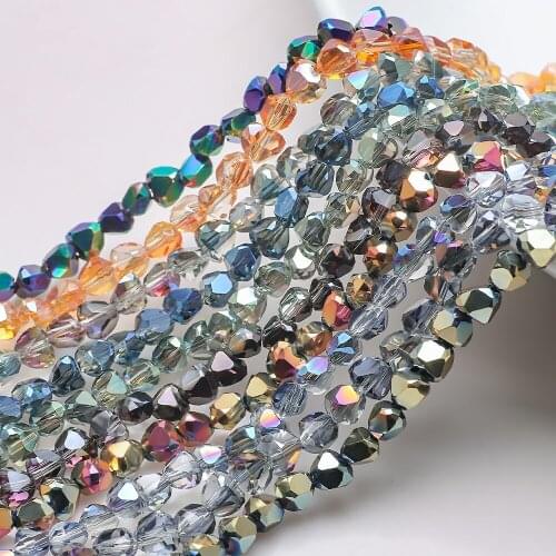 Austrian Crystal Heart Beads 6/8mm Glass Faceted Beads Loose Spacer For Jewelry Making Crafts Material Accessories Wholesale