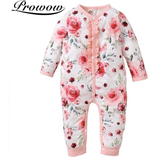 Prowow Girls Babys Rompers Floral Newborn Jumpsuits For Kids Toddler Girls Cute Baby Girl Overalls Cotton Infant Baby Bobysuits
