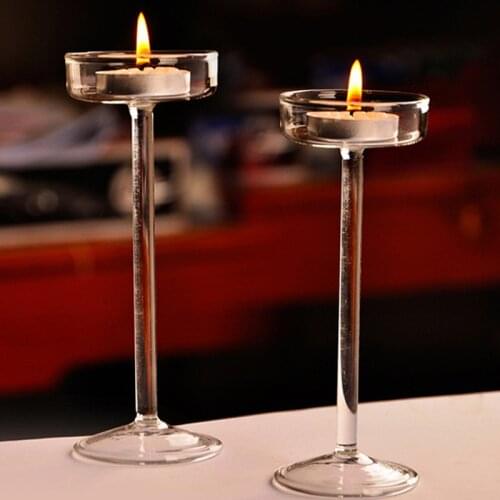 European High Candlestick Glass Candle Holder Romantic Dinner Decoration