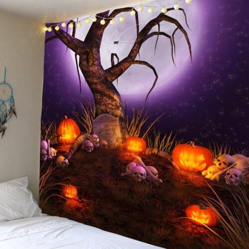 Halloween Tapestry Halloween Pumpkin Background Wall Mounted Tapestry Halloween Party Wall Decoration Tapestry Home Bar Decorati