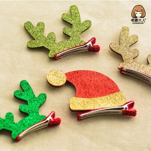 Korean Pet Christmas deer ear Christmas Hat Hair headdress Dog hairpin delicate sweet 20pcs