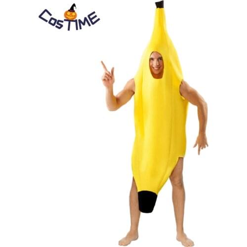 Adult Banana Suit One Piece Funny Costume Hen Party Halloween Fancy Dress Carnival Costumes for Men Novelty Collection
