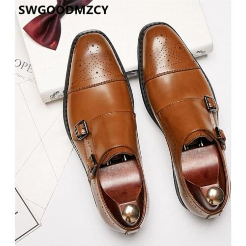 Double Monk Strap Shoes Leather Shoes Men Black Formal Shoes For Men Italian Sapato Social Masculino Schoenen Mannen Ayakkabi