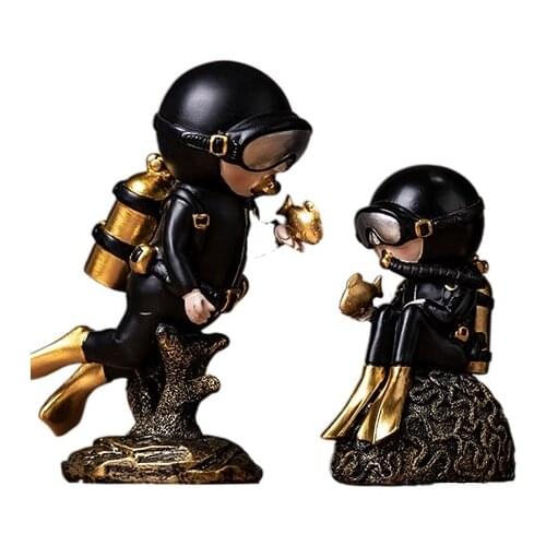 Korean Diver Creative Statue Car Decor Art Crafts Figurine Abstract Sculpture Home Office Desktop Decoration Ornament Gift