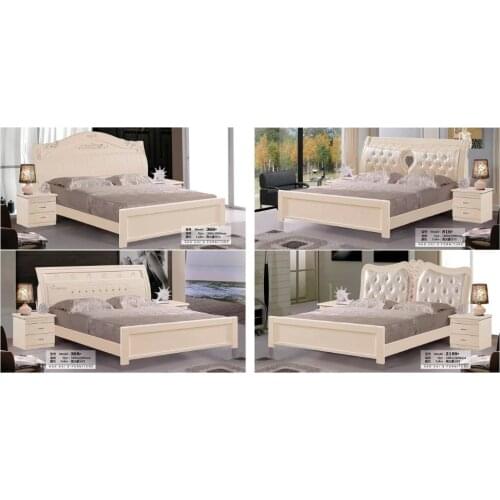 Solid wood bed Fashion Carved leather french bedroom furniture king size HC00115