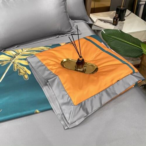 Summer Tencel Summer Quilt Four-piece Set Top Grade Solid Color Summer Blanket Comfortable Soft Cool and Refreshing Quilts