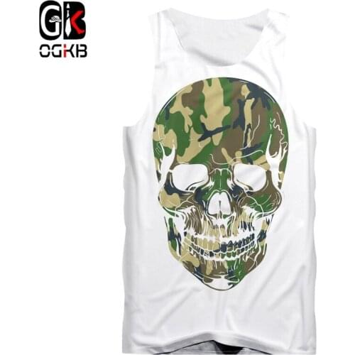 OGKB Male Tank Tops New starry cat 3D Sleeveless Shirt Print Camouflage Skull Hiphop Oversized Garment For Men Summer Vest