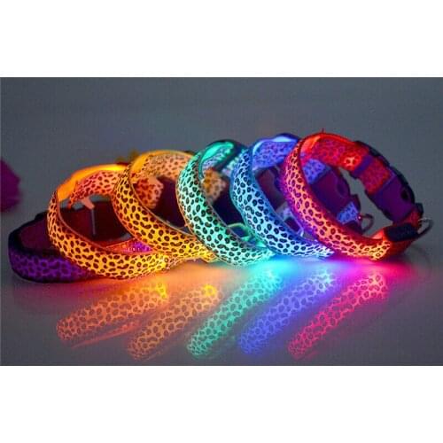 Flashing Puppy Pet Cute Leopard Dog Safety Cat Light Night LED Collar Collars
