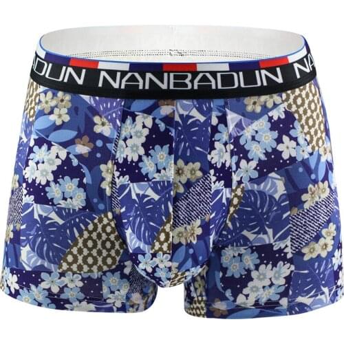 Fashion Men Underwear Boxers Shorts Printed Milk Silk Mid-rise U Convex Pouch Underpants Cueca calzoncillo Plus Size M-XXL