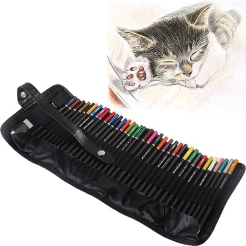 SOONHUA Nylon 36 Colour Wrapper Pen Bags Pencils Art Drawing Colored Pencils Set With Case Sharpener Coloring Supplies Pen Kits