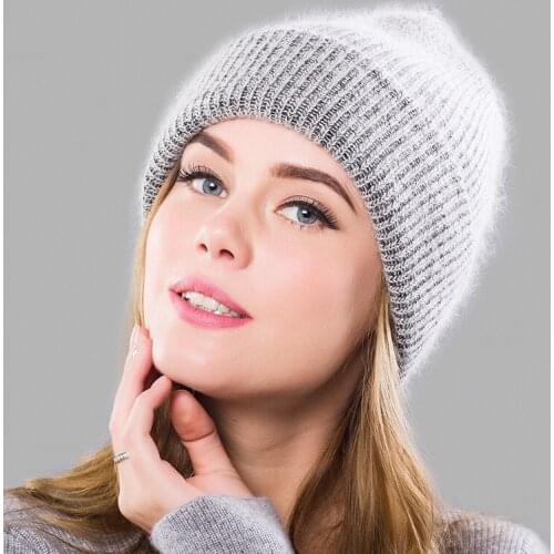 New Winter Hat Women Cashmere Knitted Beanies Thick Warm Ladies Hat Female Beanie Hats