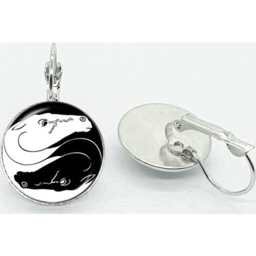 New Classic Tai Chi Yin And Yang Drop Earrings Round Glass Art Black And White Design Ethnic Earrings Women Gift Jewelry