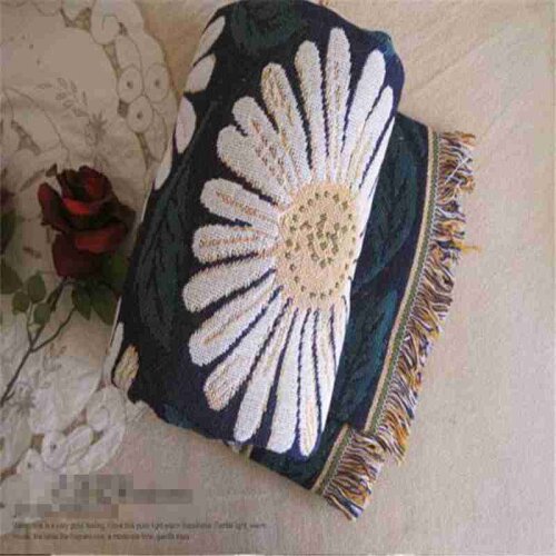 100%cotton thread bohemian white daisy throw single/double size sofa leisure blanket bedspread many sizes одеяло free shipping
