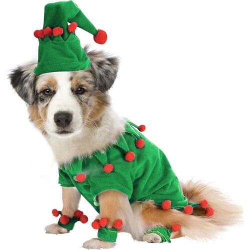 Pet Dog Clothes Funny Christmas Elf Cat Dog Costume Role Playing Cosplay Clothes For Small Medium Cats Dog Outfits Xmas New Year