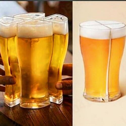 Separable 4 Part Large Capacity Thick Clear Beer Glasses Mug Cup for Club Bar