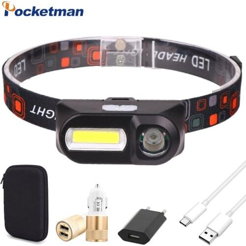 50000Lm Portable XPE+COB LED Headlamp USB Rechargeable Camping Head lamp Fishing headlight flashlight torch by 18650 battery