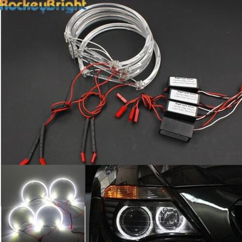 Rockeybright 4*131mm Car Led Angel Eyes for BMW E36 E46 E39 E38 7 Series xenon white Led Angel Eyes Lights Halo Ring Headlight