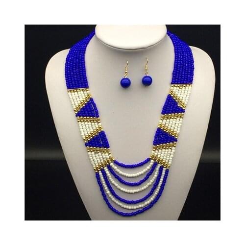 Luxury Womens Bohemia National Wind Long Necklace Multi Layer Medium Length Earring Jewelry Sets Made Set Color Letters