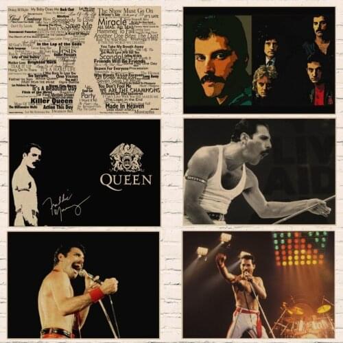 Queen Band Music Kraft Paper Poster Freddie Mercury Singer Art Classic Retro Posters Home Room Decor wall sticker 1004