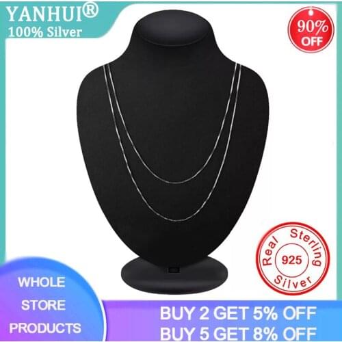 With Certificate 40/45/50cm Silver 925 Necklace Women Fine Jewelry Original 925 Sterling Silver Cube Box Chain Necklace WHZ002