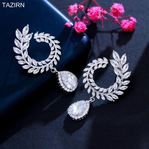 Unique Cubic Zirconia Dangle Earrings Wheat Design Dangle Earrings for Women Fashion CZ Birgthday Party Jewelry Accessories