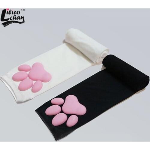 Lilico New Cute 3D Silicone Cat Claw Paw Pads Gloves Long Tube Soft Fingerless Fluffy Sun Protection Cool Sleeves Women Girls
