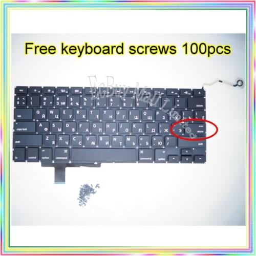 Brand New Small Enter RS Russian keyboard+100pcs keyboard screws For MacBook Pro 17.1" A1297 2009-2012 Years