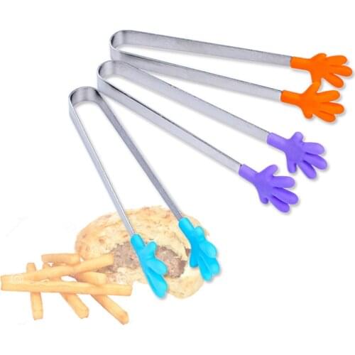 1pc Stainless Steel Heat Resistant Kitchen Tong Small Non-Slip Silicone Bread Tong Ice Tongs Kitchen Tools BBQ Tools Accessories