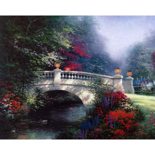 The Broadwater Bridge Thomashire Thomas Kinkade HD Canvas Print Living Room Bedroom Wall Pictures Art Painting Home Decoration
