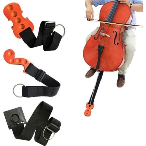 Solid Wood Cello Endpin Rest Non-Slip Stopper Pad Anchor Strap Soft Shoulder Support Protector in Cello Shape 4 Holes Holder