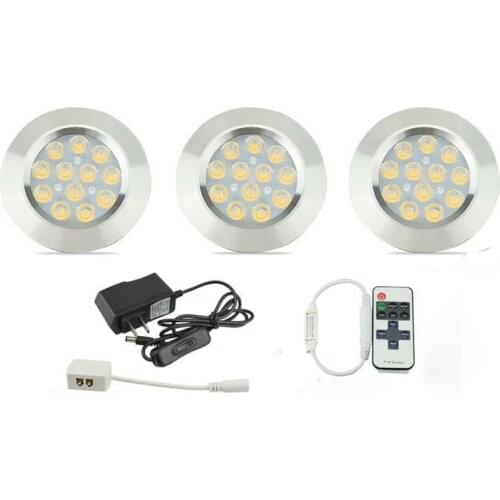 Ultra-thin Dimmable Recessed LED Under Cabinet Lights Kit LED Puck Lights LED Spotlight for Kitchen Cupboard Closet Lights