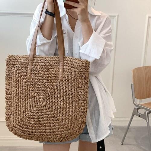 Large Capacity Women Straw Handbags High Quality Ladies Shoulder Bag Fashion Summer Tote Beach Bags Casual Female Messenger Bags