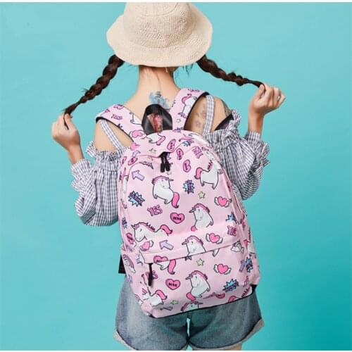 2021 3-6 Grade Girls Cute Unicorn Printing High Quality Waterproof Childrens Travel Bags Womens Backpack Schoolbag 878