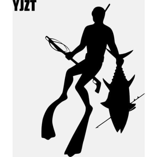 YJZT 11.4CM*16.9CM Spear Fishing Diving Speargun Weight Belt Snorkel Vinyl Decal Car Sticker Black/Silver C24-0639
