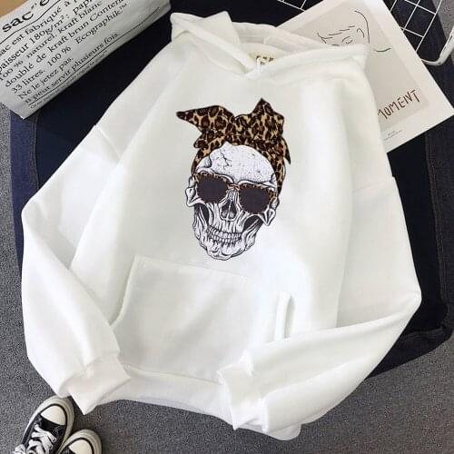 Womens Hoodies Harajuku Skull Camouflage Burlap Turban Hoodie Clothes Hooded Sweatshirt Full Sleeve Graphic Pullover Tops S-3XL