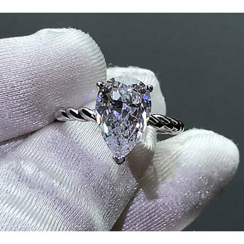 Bling Water Drop 3ct Lab Diamond Ring 925 sterling silver Bijou Engagement Wedding band Rings for Women Bridal Party Jewelry