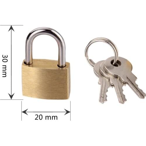 1 Set Small Brass Padlock With 2 Keys Door Lock Luggage Mailbox Security Manual Lock Key Kit 20mm*30mm