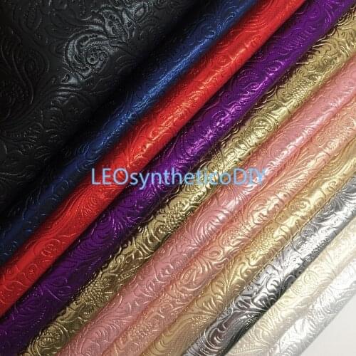 1PC 21X29CM Flowers Embossed Synthetic Leather Fabric Leather Sheets, Vintage PU Leather For Making Bows LEOsyntheticoDIY 8S97C