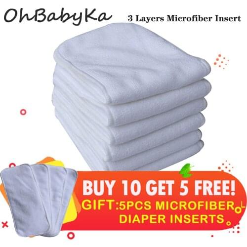 Reusable Soft 3ayers 15 Pack Microfiber Inserts for Baby Cloth Diaper Multi-Use Absorbing Washable Liners for Babies to Toddlers