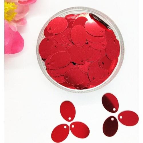 50g/lot 9*13mm Red Color Oval Egg Shape Loose PVC Sequins Side Hole Spangle, Paillette Accessory Craft For Bags, Garment, Shoes