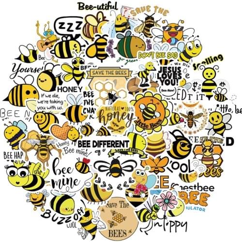 50pcs Inspirational bee Cartoon Children Stickers Skateboard Guitar Suitcase Girls Waterproof scrapbooking Sticker Graffiti Toys