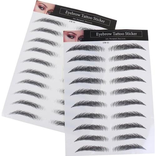 6D Eyebrow Tattoo Sticker Hair-Like False Eyebrows Waterproof Long Lasting Water Transfer Eye Brow Stickers Makeup Cosmetics