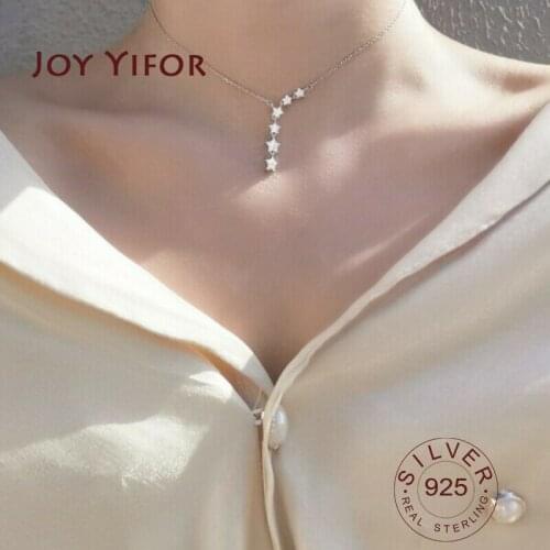 925 Sterling Silver Zircon Necklace Shining stars Diamond Choker Necklace For Party Female Elegant Fashion Jewelry