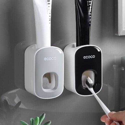 Automatic Toothpaste Dispenser Dust-proof Toothbrush Holder Wall Mount Stand Bathroom Accessories Set Toothpaste Squeezer
